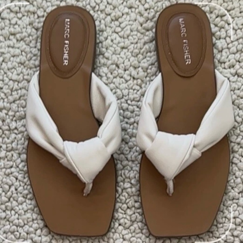 Marc  Fisher White “Baler 2” Sandals - Size 7